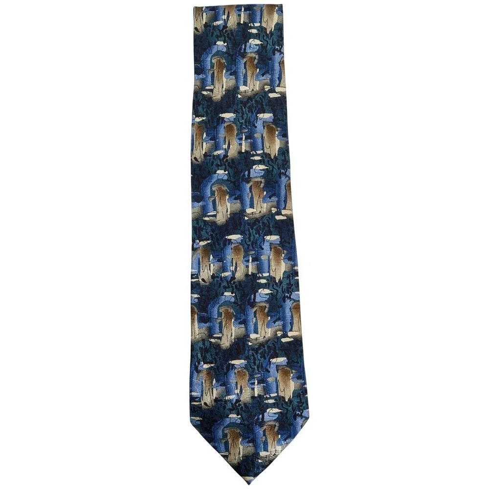 J. Garcia Necktie Mens OS Blue In the Park Collection 15‎ Abstract 100% Silk